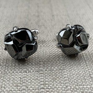 Sarah Coventry Men Cuff Links Black Faux Stone Cufflinks Stud Links Men Jewelry